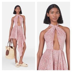 Stella McCartney White Red Pink Mini Dress Heart Print 0 Cocktail Party 🟡